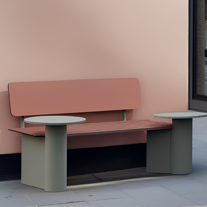 AVRYNQO Modern Outdoor Bench With Side Tables