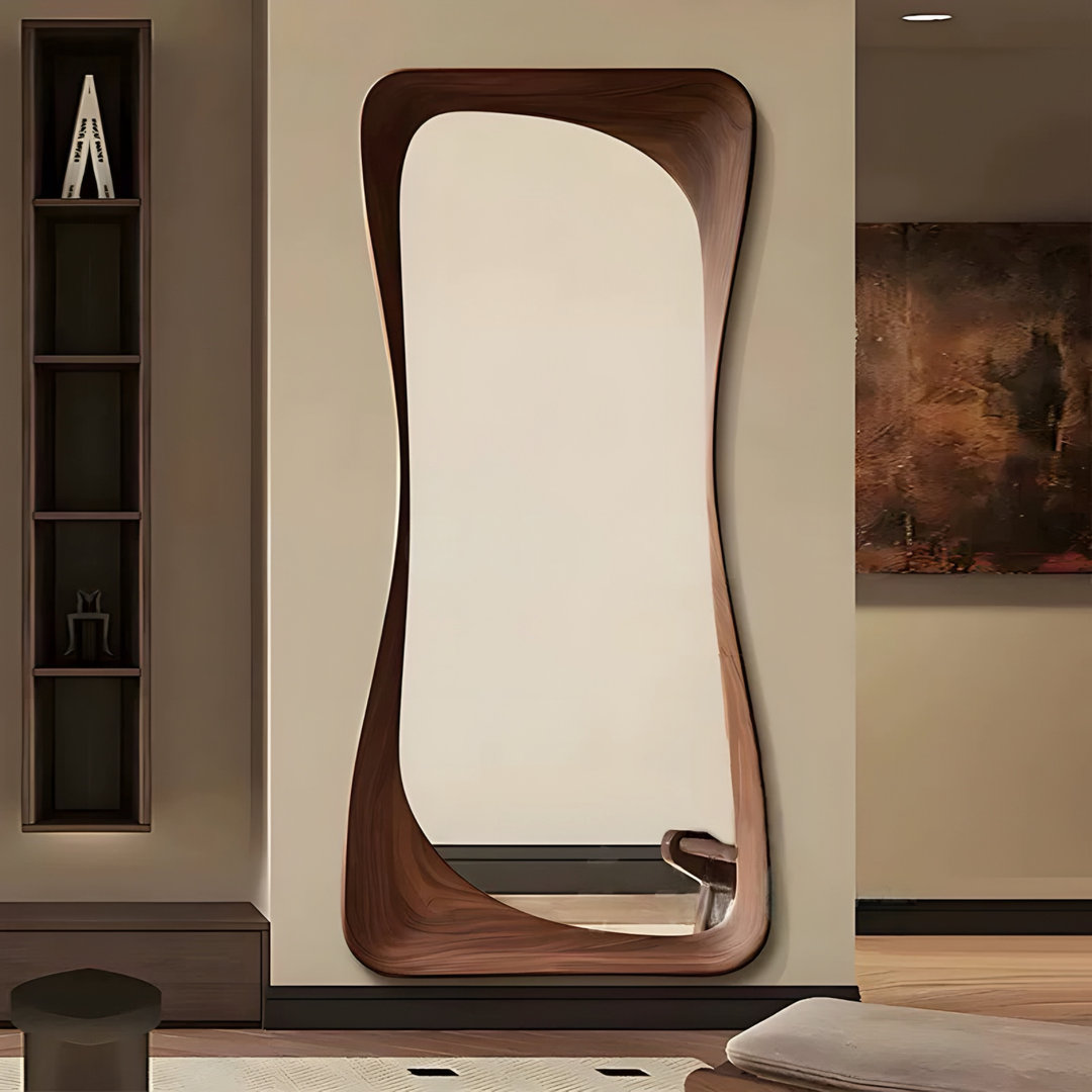 WYNDO Modern Walnut Full Length Mirror