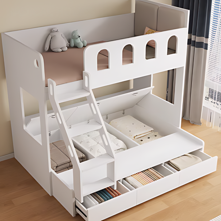 KENI Modern Solid Wood Bunk Bedframe