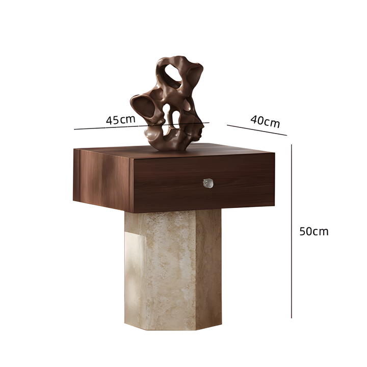 ALTHEORA Modern Travertine Side Table