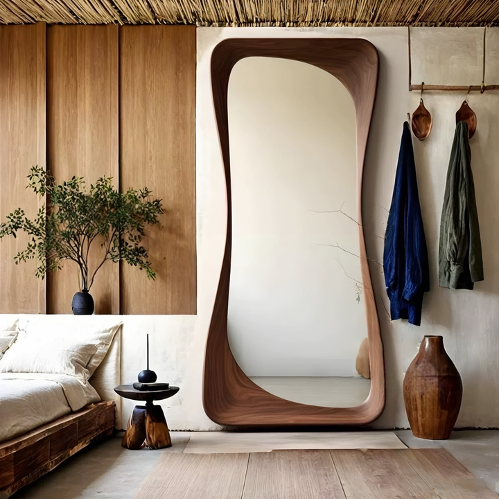 WYNDO Modern Walnut Full Length Mirror