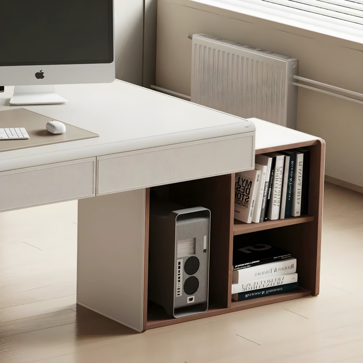 THADDEUS Modern Saddle Leather Study Table - Cassa Haus Singapore