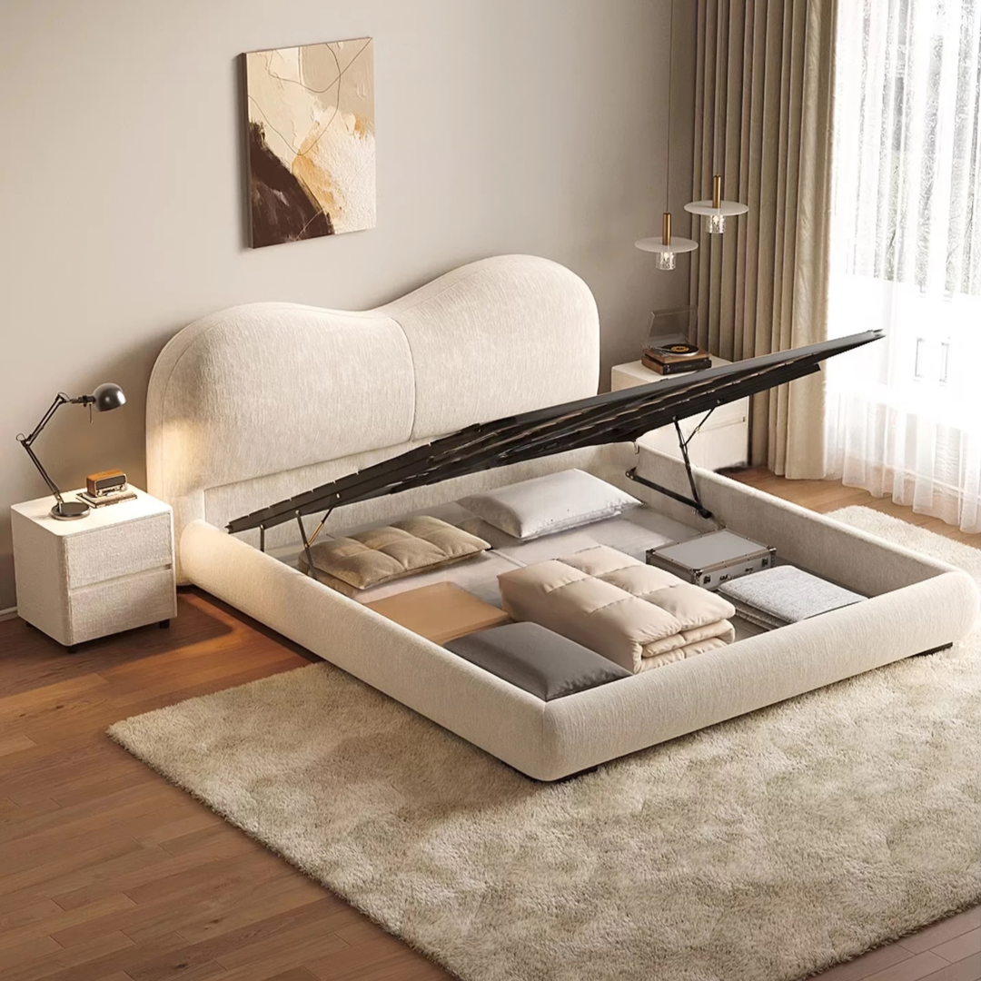 ELORIS Soft-Curve Bouclé Bedframe - Cassa Haus Singapore