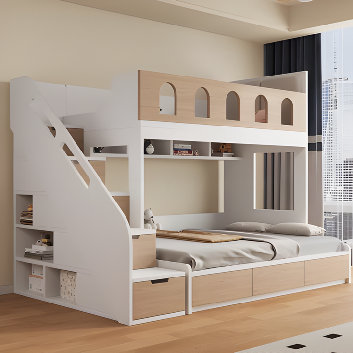 KENI Modern Solid Wood Bunk Bedframe
