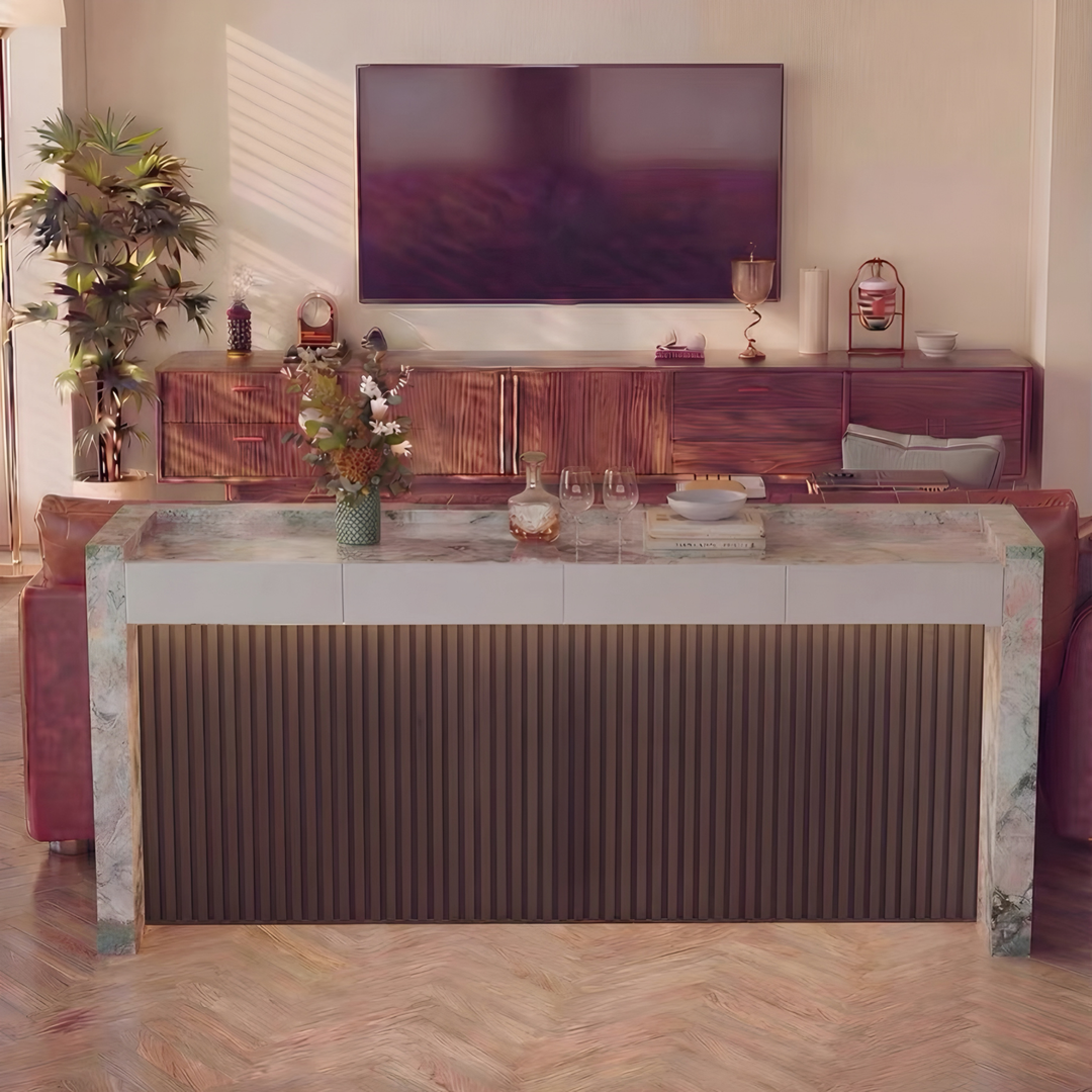 MARVETH Modern Sintered Stone Bar Table - Cassa Haus Singapore