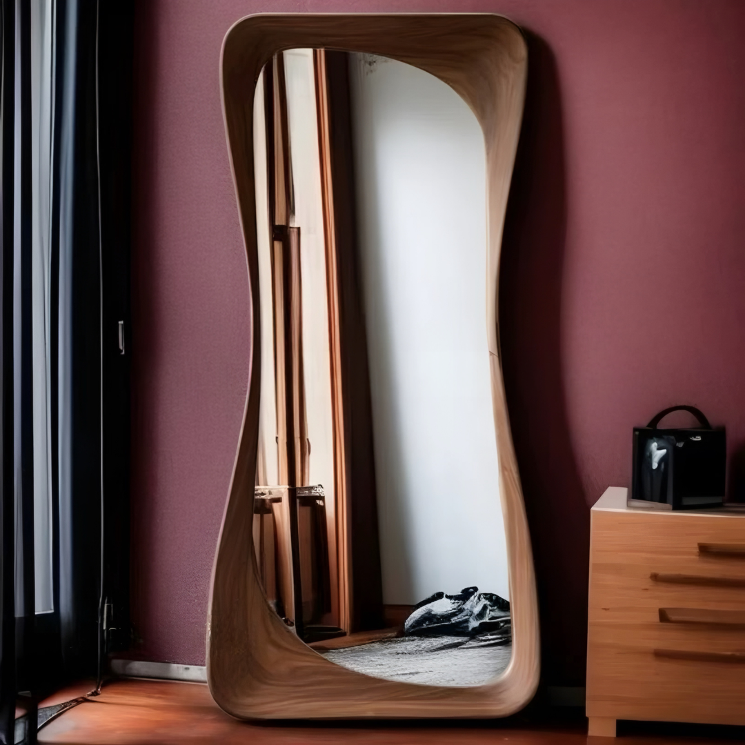 WYNDO Modern Walnut Full Length Mirror