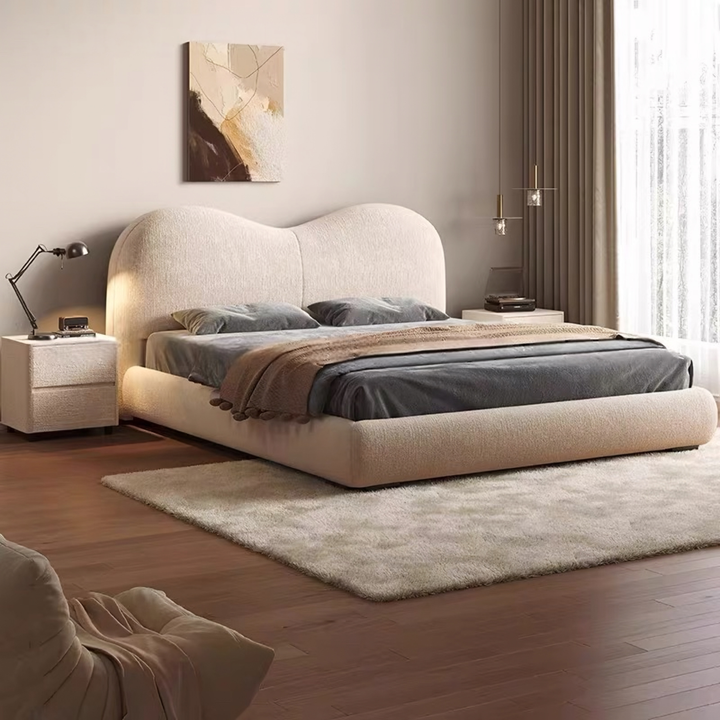 ELORIS Soft-Curve Bouclé Bedframe - Cassa Haus Singapore