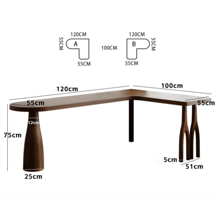 CRAWFORD Solid Pine Wood Study Table