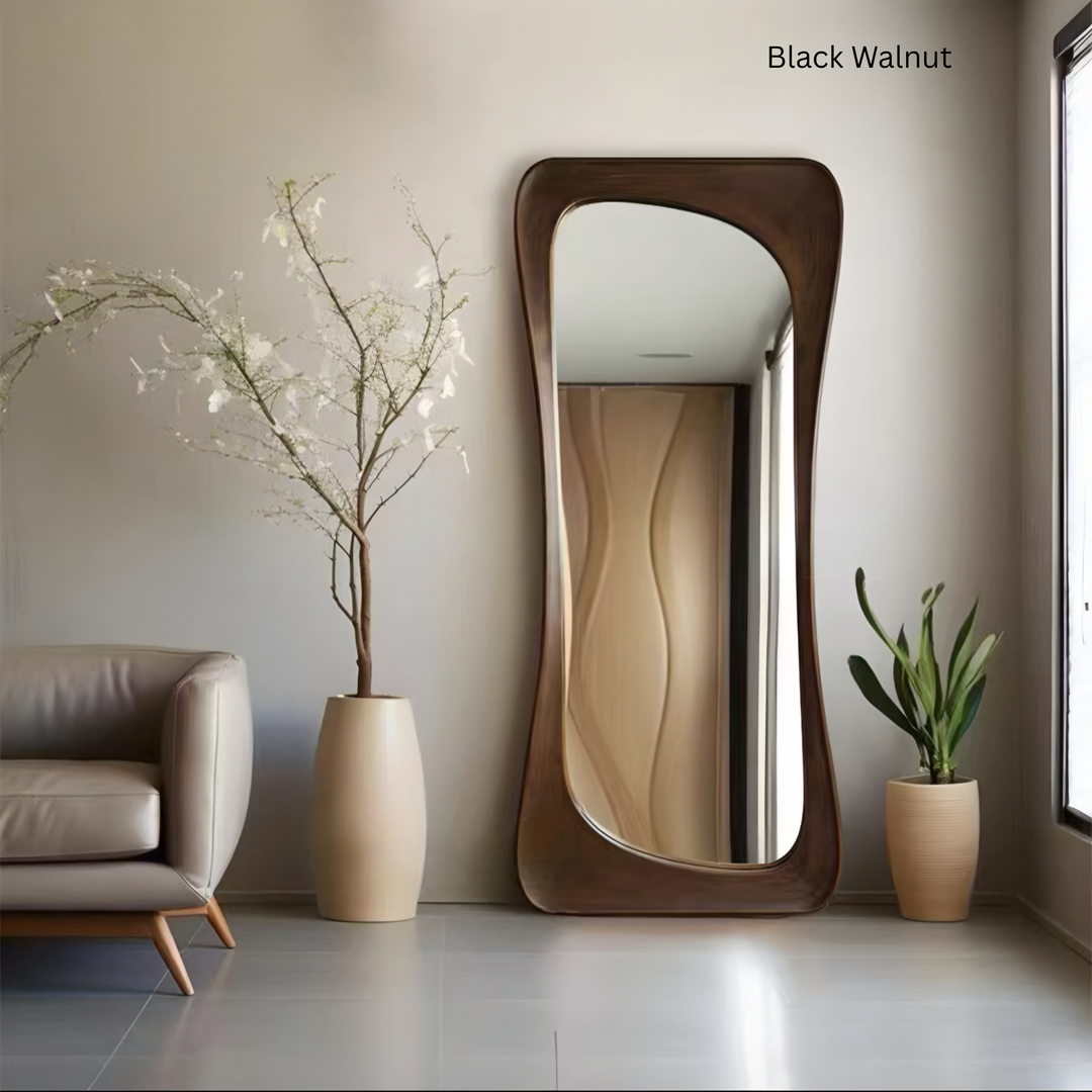 WYNDO Modern Walnut Full Length Mirror