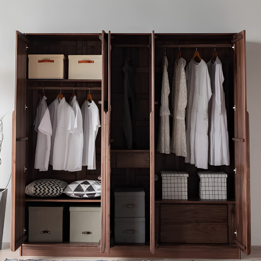 VASKER Modern Black Walnut Wood Wardrobe - Cassa Haus Singapore