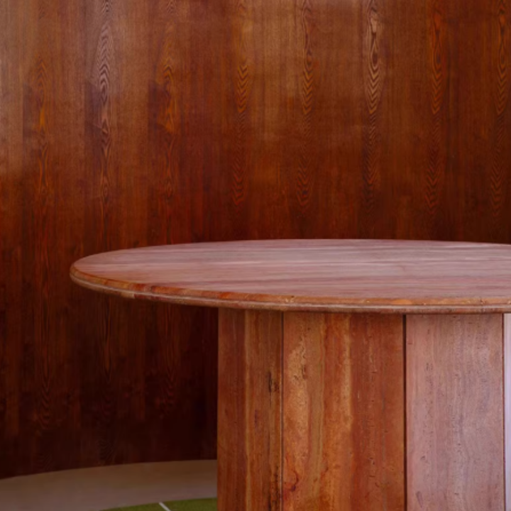 VESUVIUS Modern Red Travertine Round Dining Table