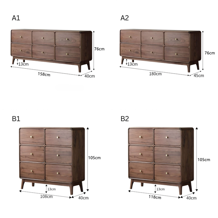 BRUBECK Rustic Walnut Wood Chest Of Drawers