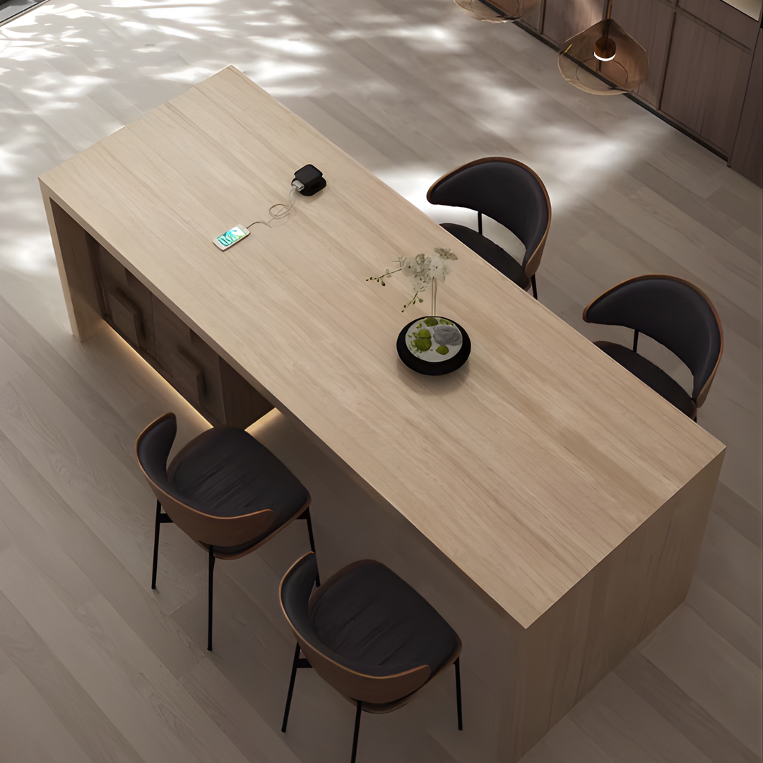 EARTHLINE Modern Travertine Dining Table Island