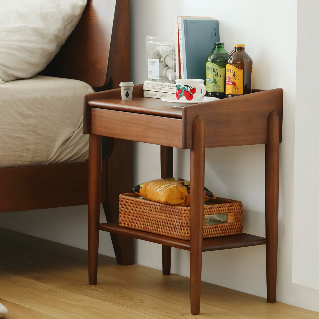 RUVEN Rustic Solid Wood Bedside Table