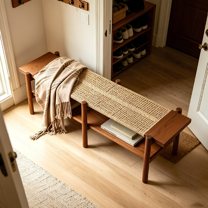 AUREVIA Rustic Rattan Bench - Cassa Haus Singapore
