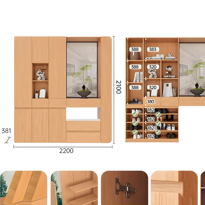 GENKAN Full-Height Shoe Cabinet with Console & Stool