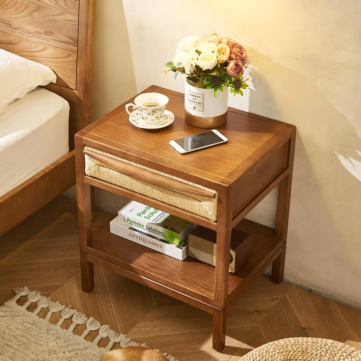 RYDEN Japandi Solid Wood Bedside Table