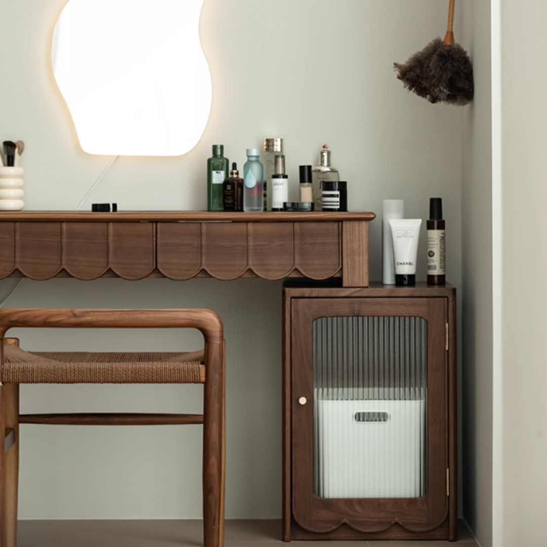 SCALVIA Walnut Wood Vanity Table