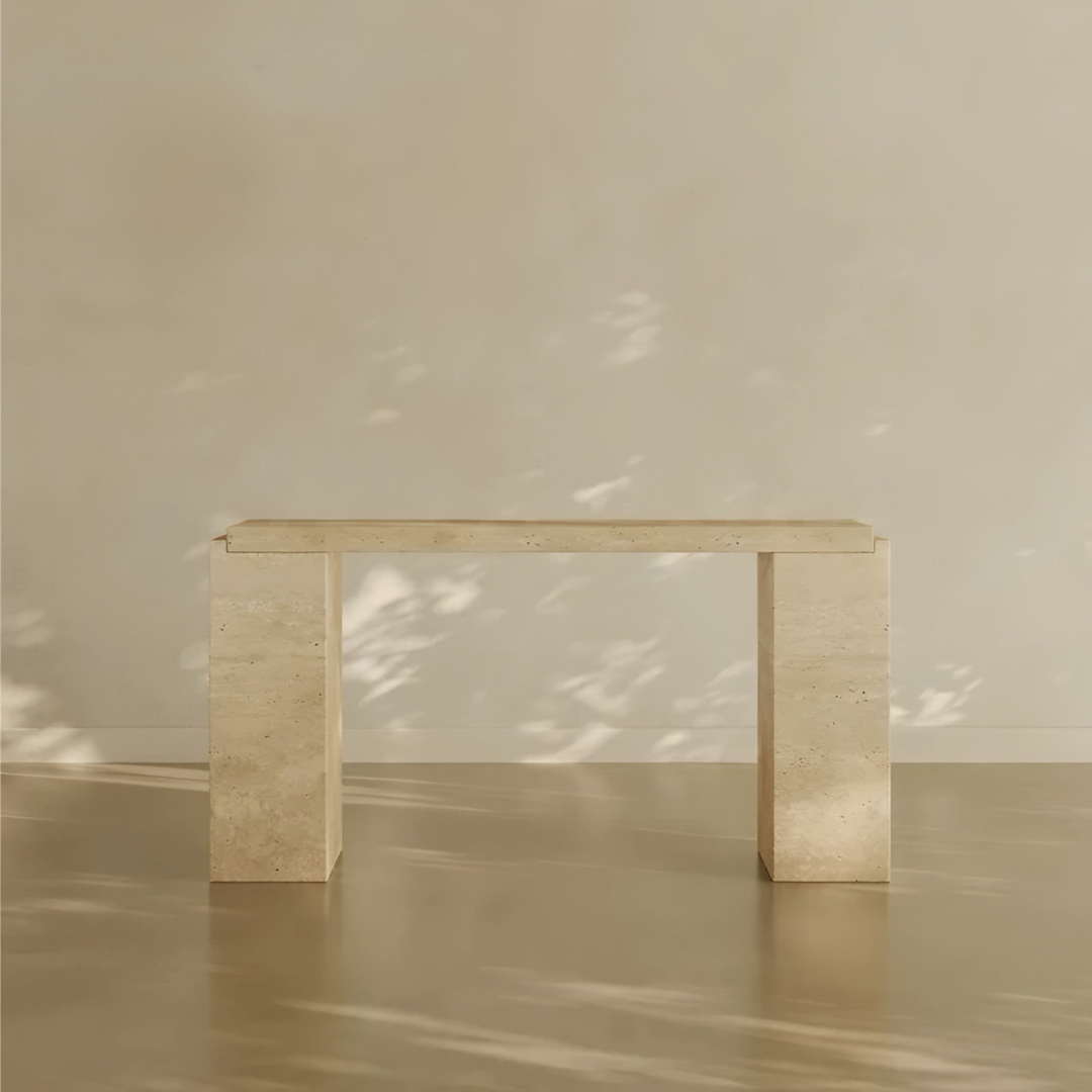 CALVORA Wabi Sabi Travertine Console Table