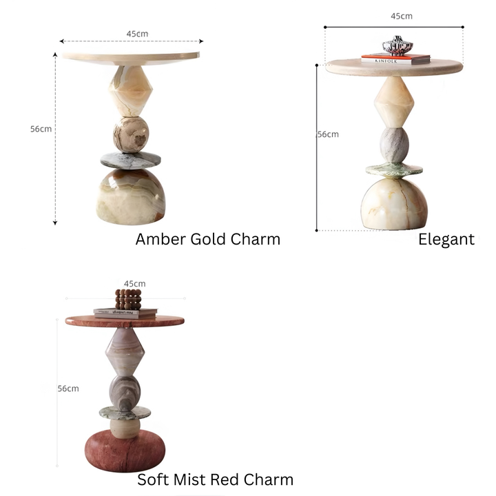 VELORA Modern Natural Marble Side Table - Cassa Haus Singapore