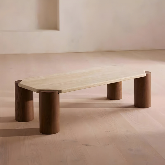 TREVISO Modern Travertine Coffee Table - Cassa Haus Singapore
