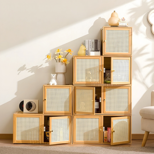 JUNAKI Rustic Rattan Display Cabinet - Cassa Haus Singapore