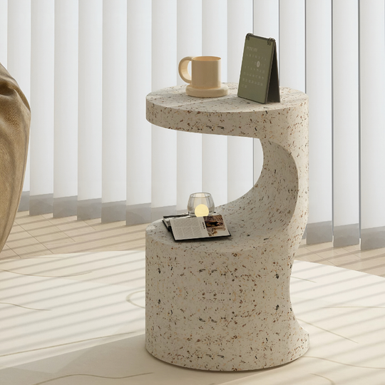 YORIN Wabi Sabi Travertine Side Table - Cassa Haus Singapore