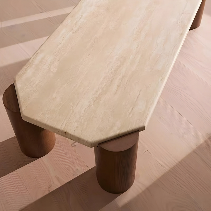TREVISO Modern Travertine Coffee Table - Cassa Haus Singapore