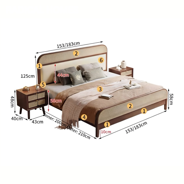 AUDREY Rustic Rattan Bedframe - Cassa Haus Singapore