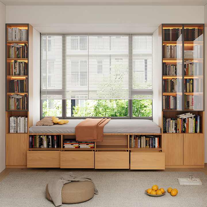 BOSKI Modern Solid Wood Baywindow Ottoman & Cabinet