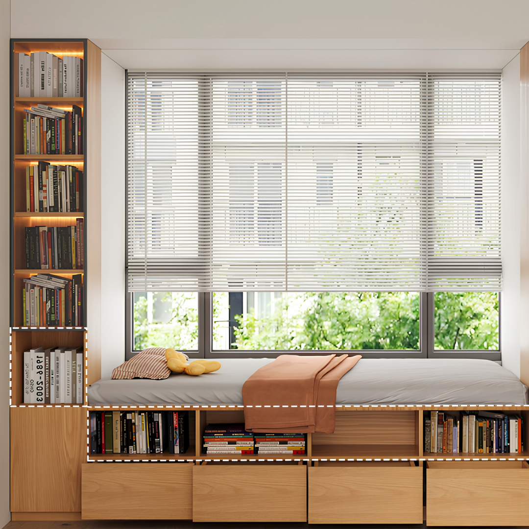 BOSKI Modern Solid Wood Baywindow Ottoman & Cabinet