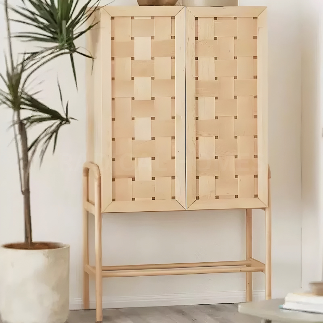 PEONIA Modern Solid Wood Tall Cabinet