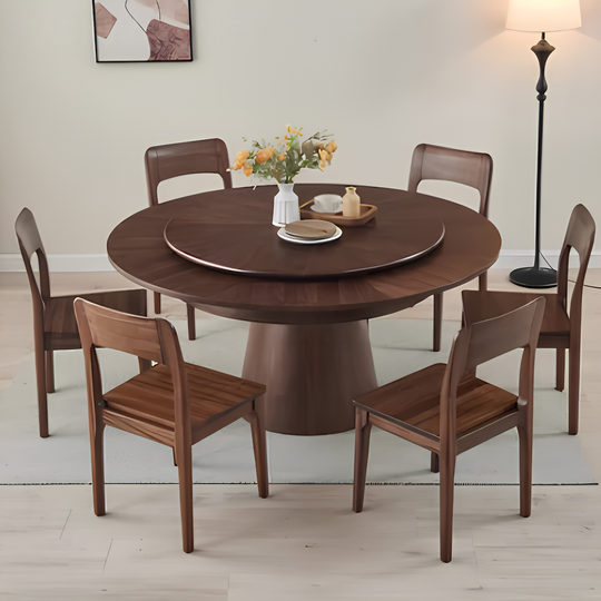REVOLVE Modern Extendable Solid Wood Round Dining Table - Cassa Haus Singapore