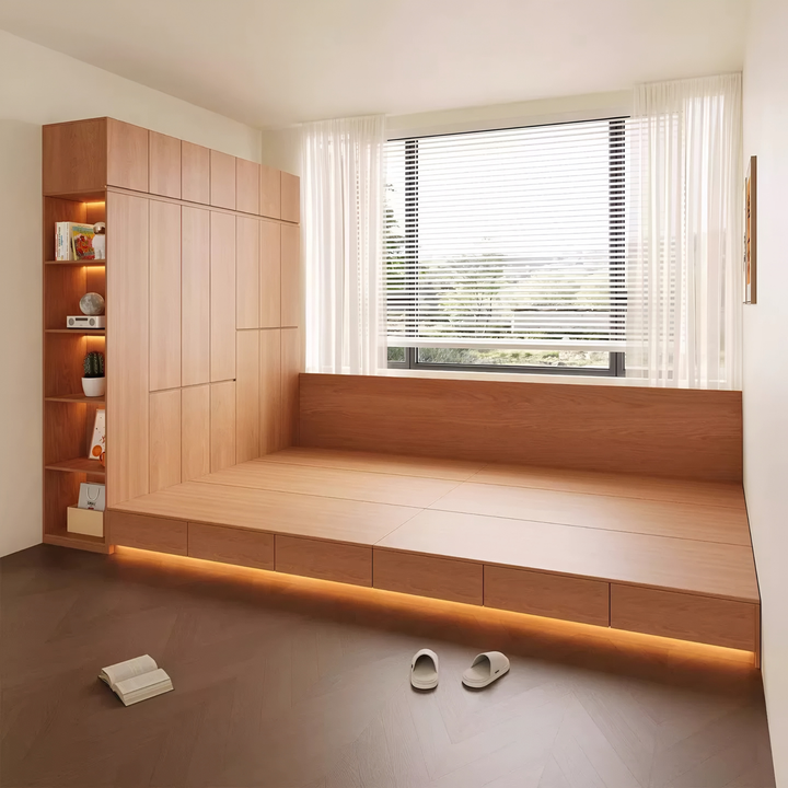 MIZUTO Japanese Platform Bedframe & Wardrobe