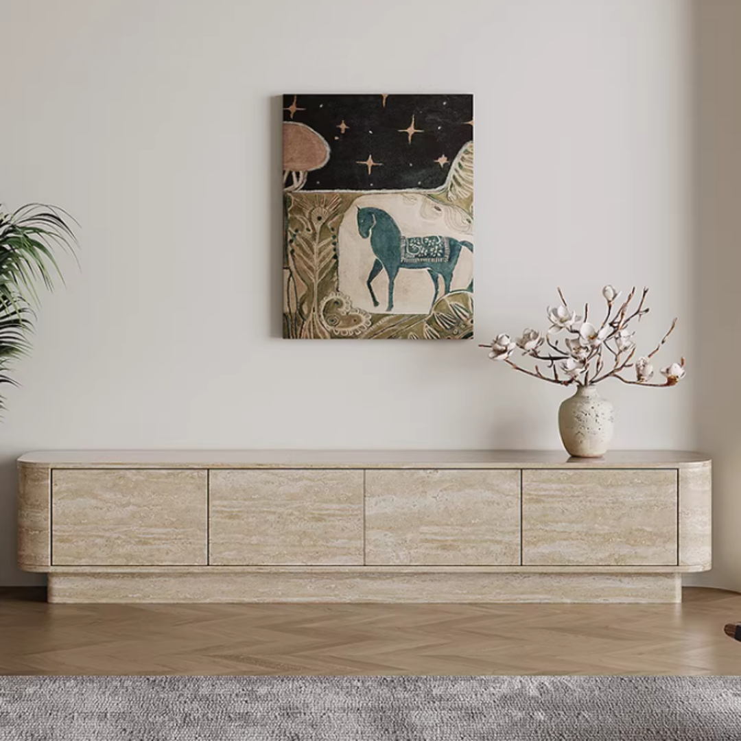 TERRAEN Natural Travertine TV Console - Cassa Haus Singapore