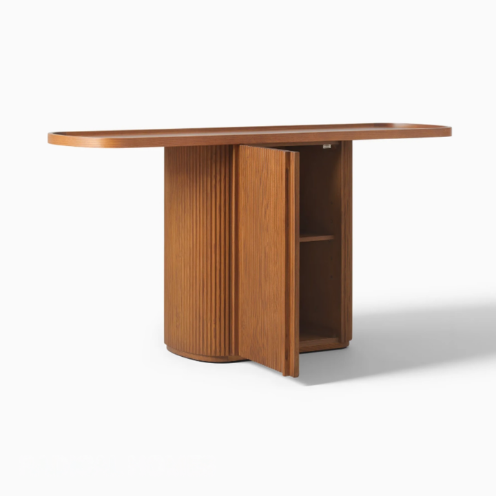 OVELLE Modern Fluted Solid Wood Console Table