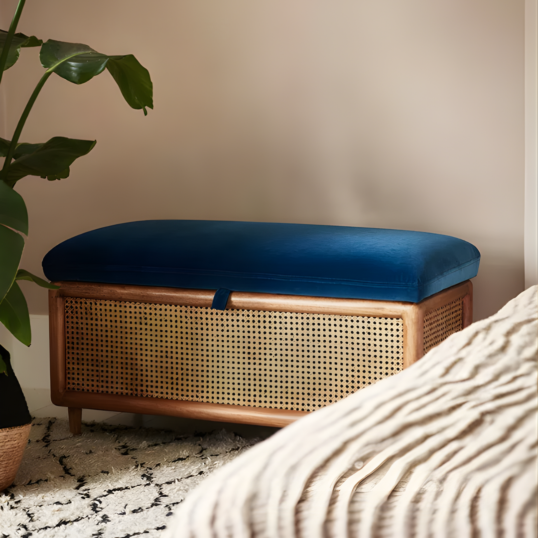 BRAVEN Vintage Rattan Storage Bench