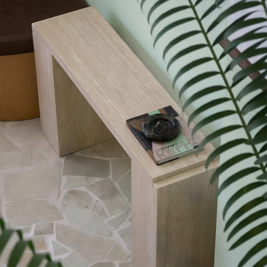 CALVORA Wabi Sabi Travertine Console Table