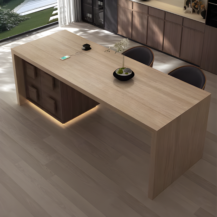 EARTHLINE Modern Travertine Dining Table Island