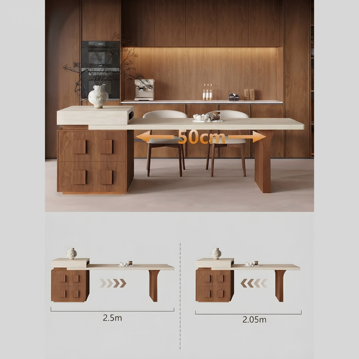 QUARRY Modern Travertine Island Dining Table - Cassa Haus Singapore