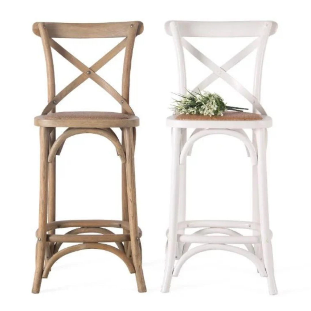 MEROVAN Rustic Solid Wood Bar Stool