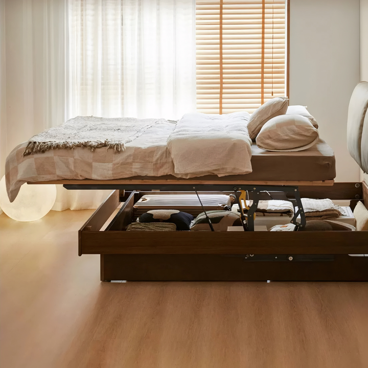 TREVIK Modern Solid Wood Storage Bedframe