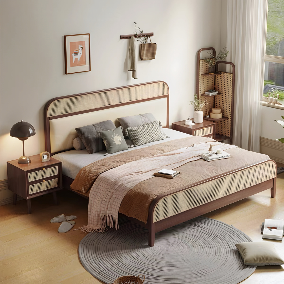 AUDREY Rustic Rattan Bedframe - Cassa Haus Singapore