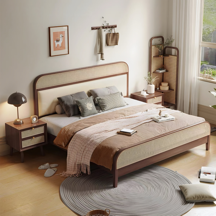 AUDREY Rustic Rattan Bedframe - Cassa Haus Singapore