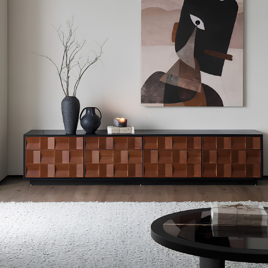 GRIDVAULT Modern Solid Wood TV Console - Cassa Haus Singapore