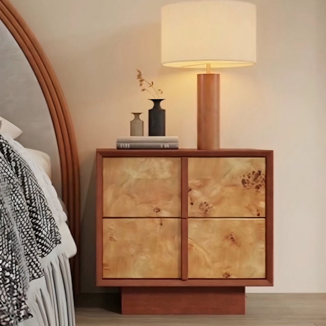 ZORIEL Modern Mappa Burl Bedside Table