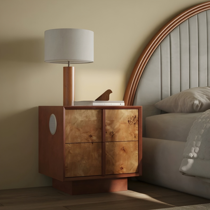 ZORIEL Modern Mappa Burl Bedside Table