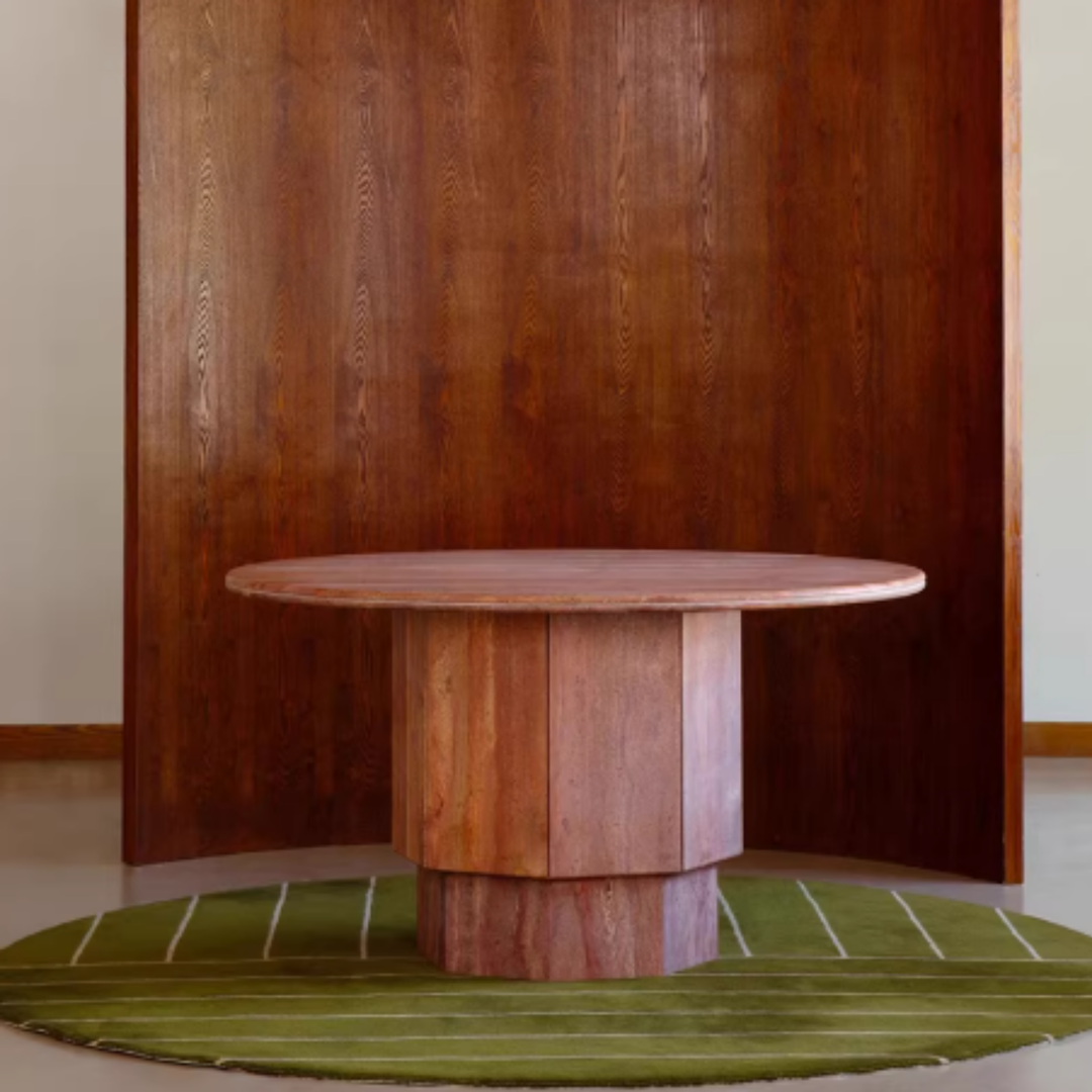 VESUVIUS Modern Red Travertine Round Dining Table