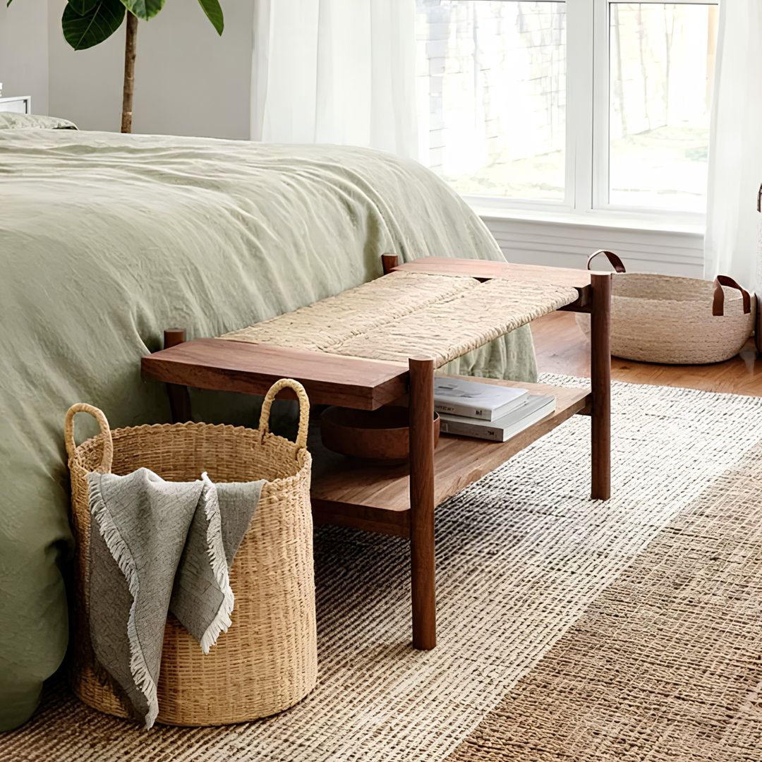 AUREVIA Rustic Rattan Bench - Cassa Haus Singapore