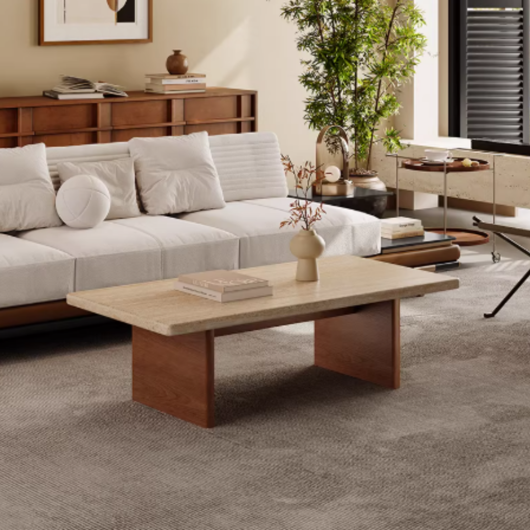 KASSEL Modern Travertine Coffee Table